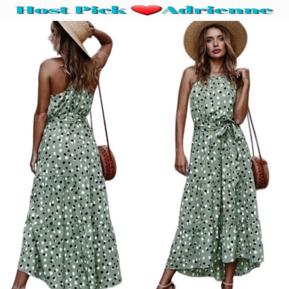 MISS SPARKLING BOUTIQUE Polka Dot Halter Sleeveless Belted - Picture 4 of 11